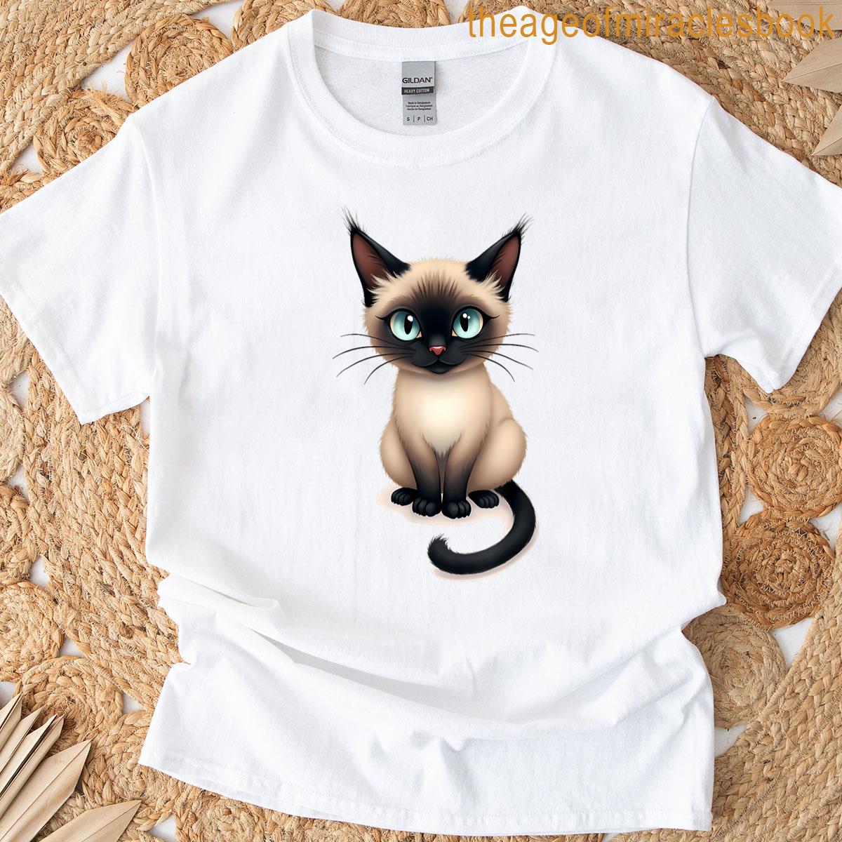 Siamese Cat Cartoon Illustration Design T-shirt
