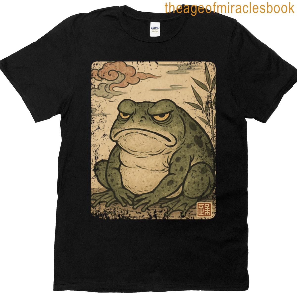 Grumpy Frog Japanese Art Frog Aesthetic Oversized T-shirt