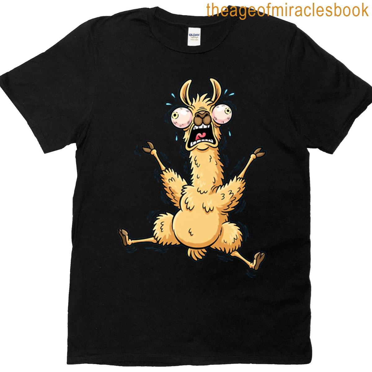 Panic Llama Funny Animal Cartoon Oversized T-shirt
