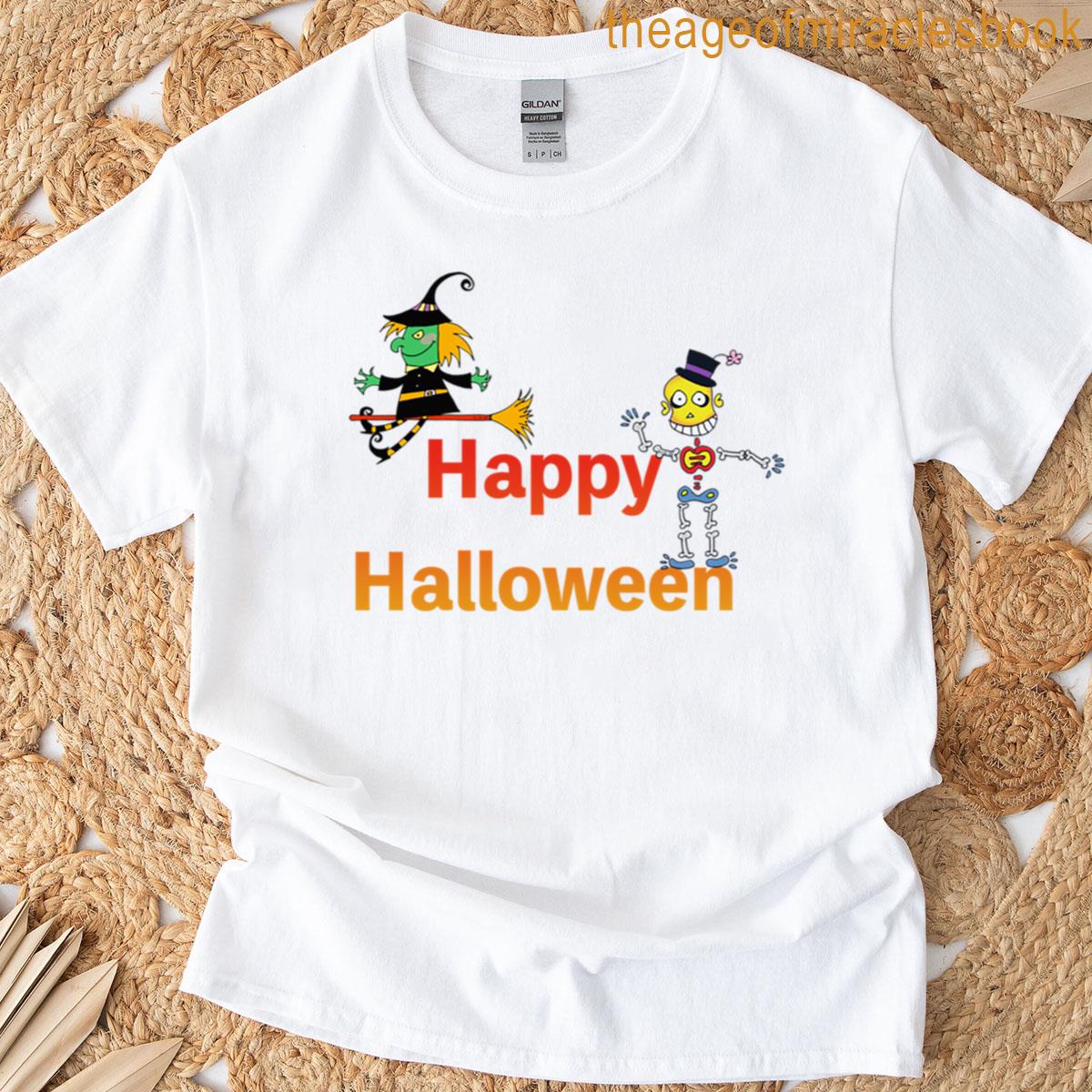 Happy Halloween Witch And Skeleton T-shirt
