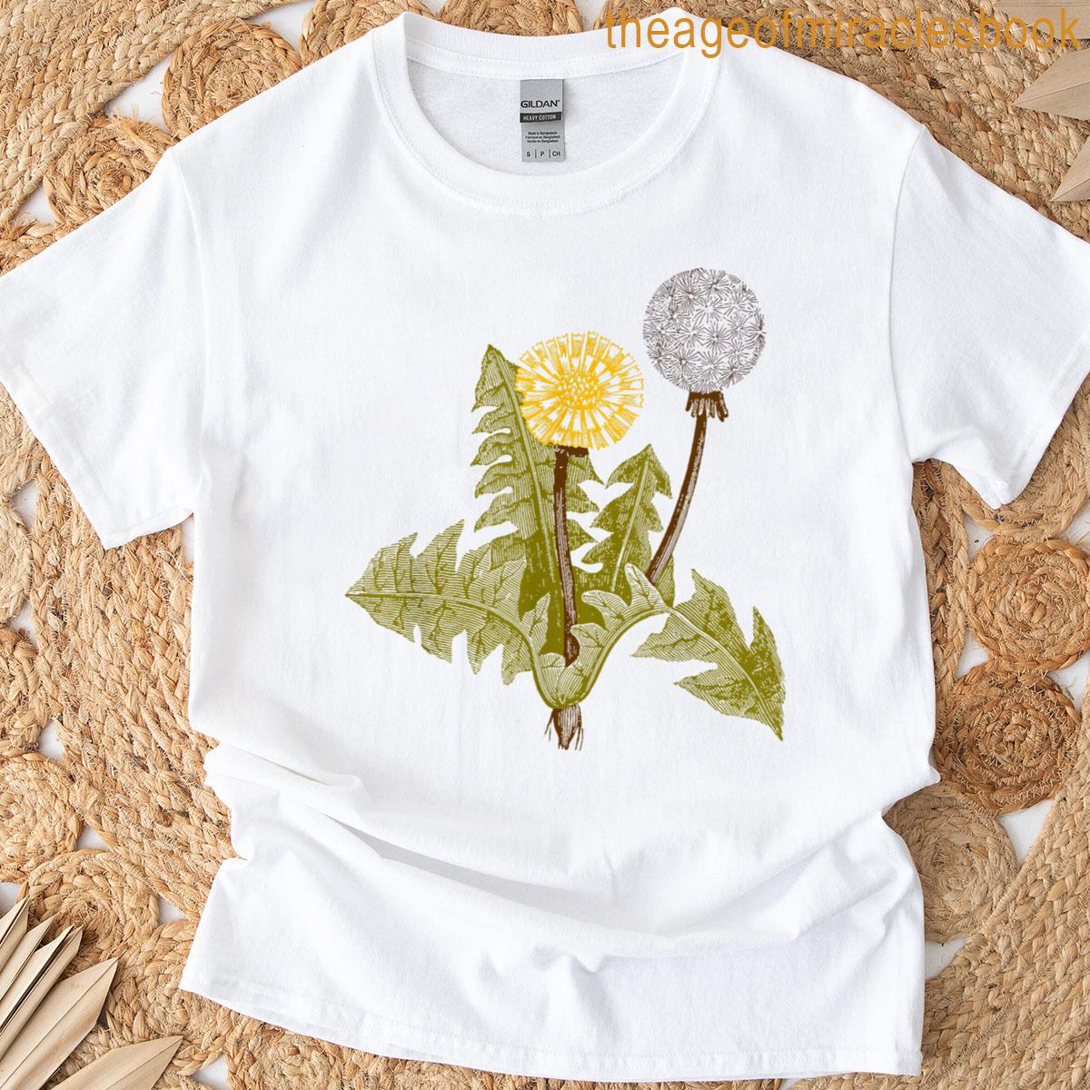 Vintage Dandelion Botanical Drawing T-shirt