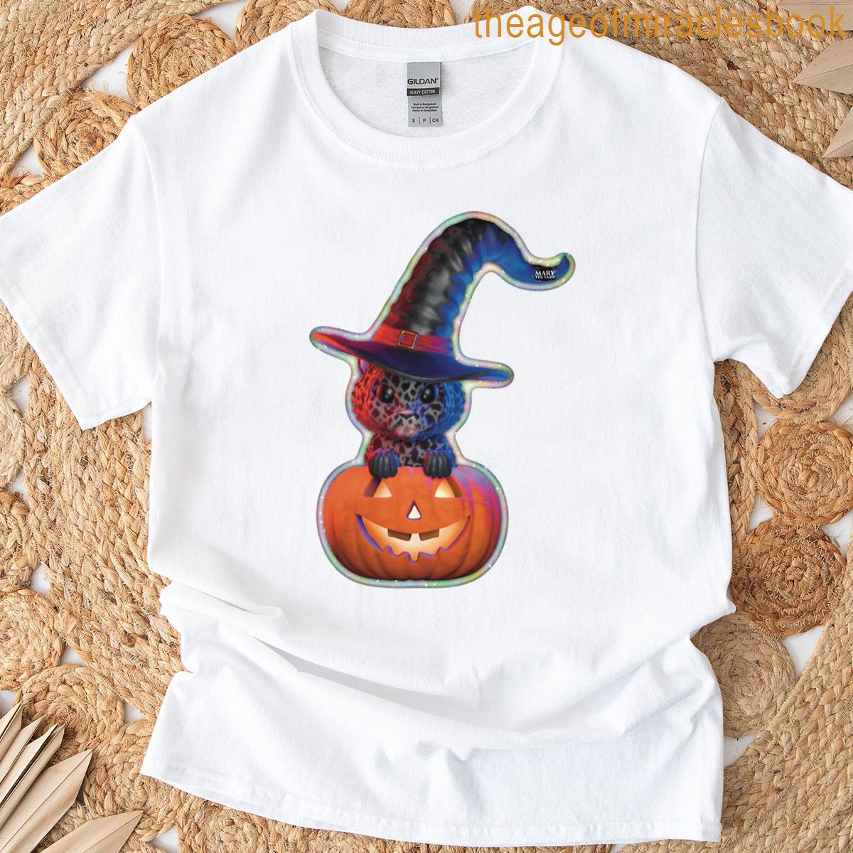 Cute Black Cat With Witch Hat In Pumpkin T-shirt