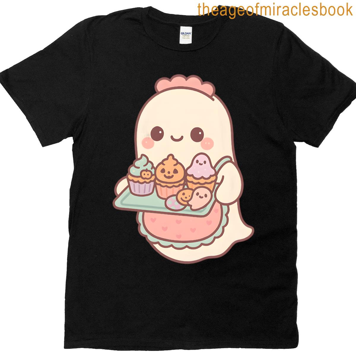 Kawaii Ghost Chef With Halloween Sweets T-shirt