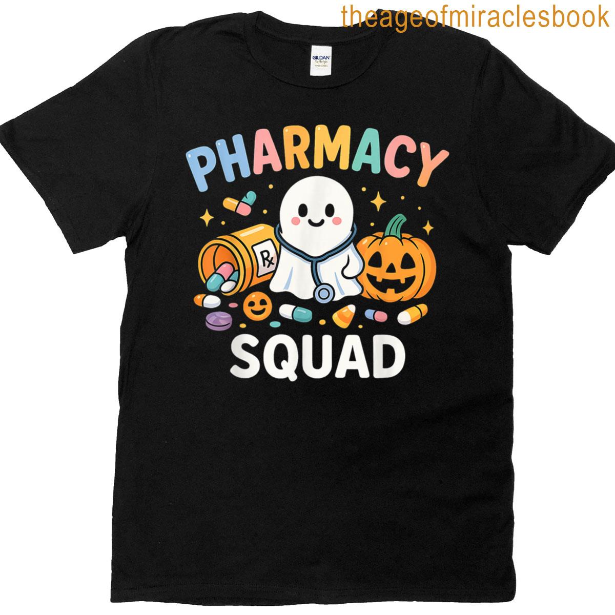 Pharmacy Squad Cute Ghost Pumpkin Pharmacist Tech Halloween T-shirt