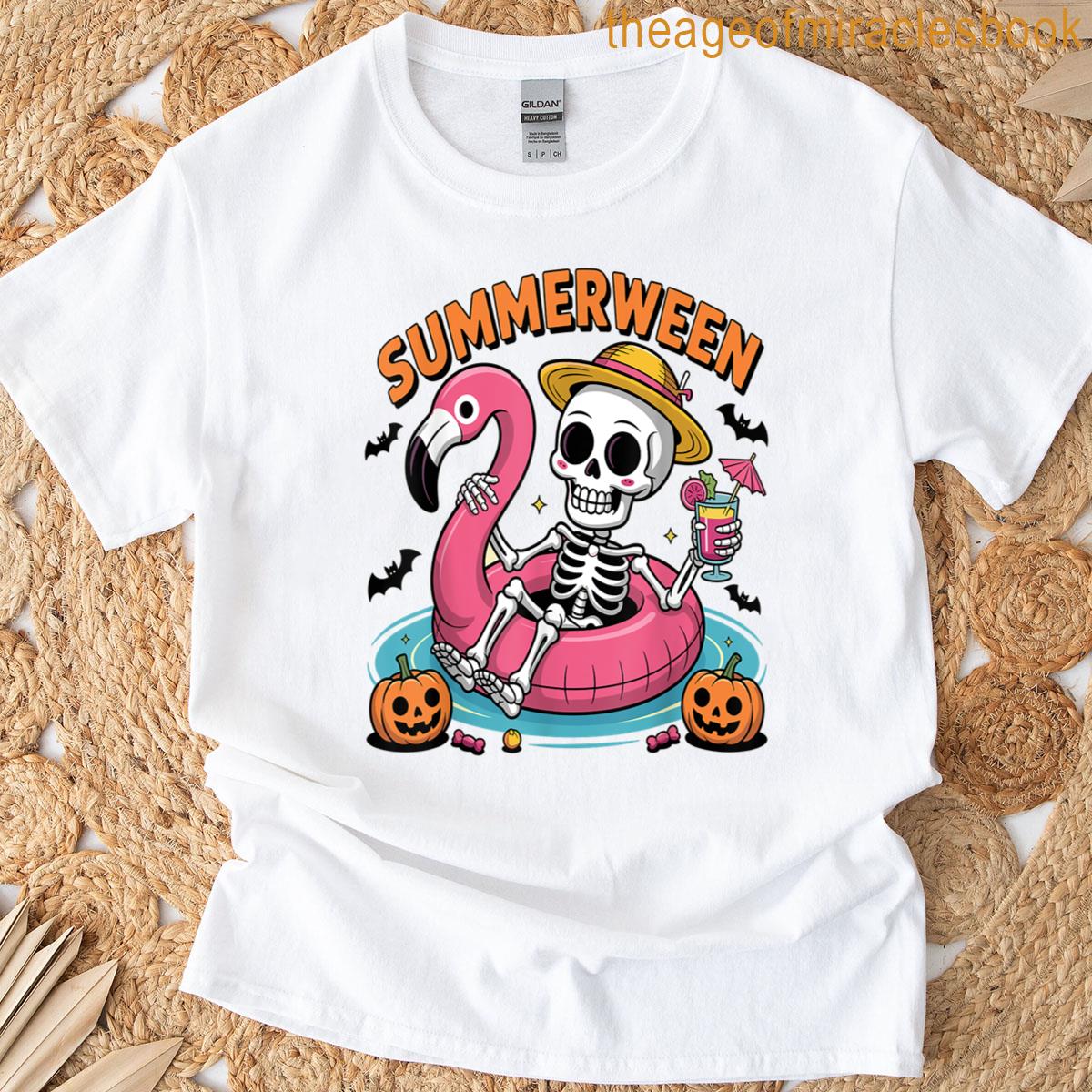 Spooky Summerween Skeleton Just Waiting For Halloween T-shirt