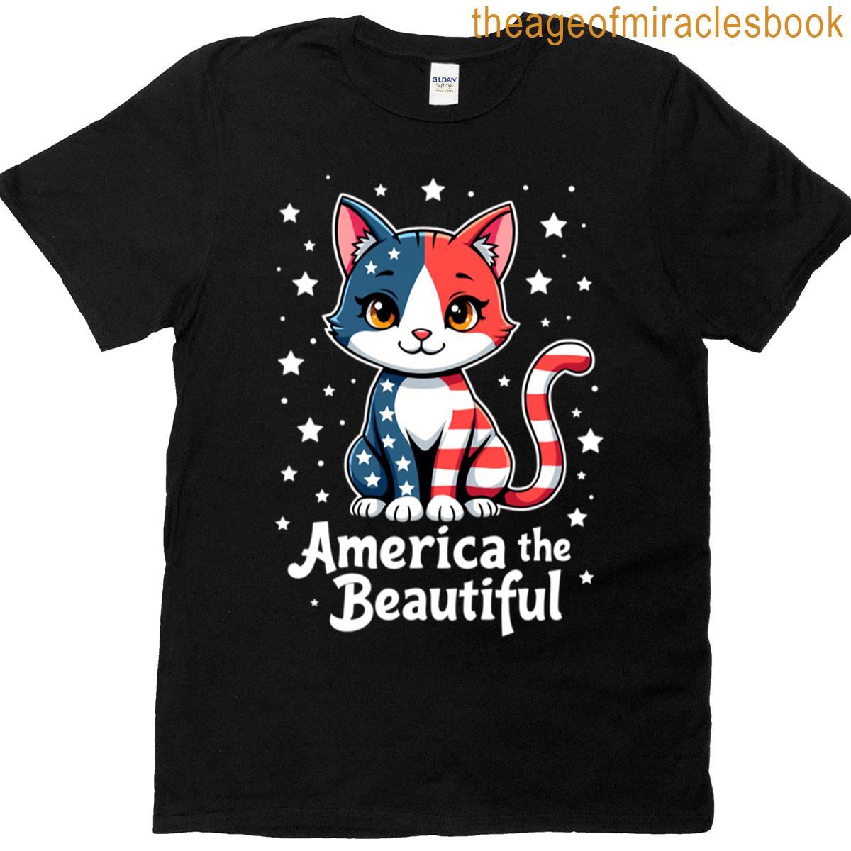 America The Beautiful Cat Tee T-shirt
