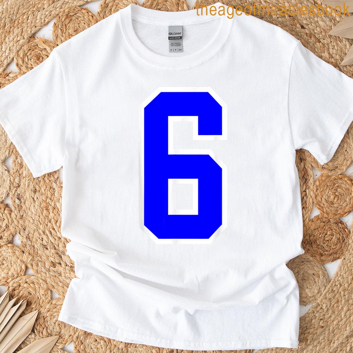 Bold Number 6 Graphic Minimal Style T-shirt