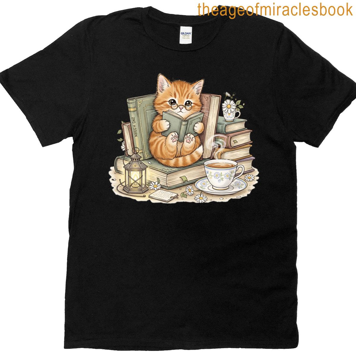 Bookworm Kitten – Cozy Reading Cat T-shirt