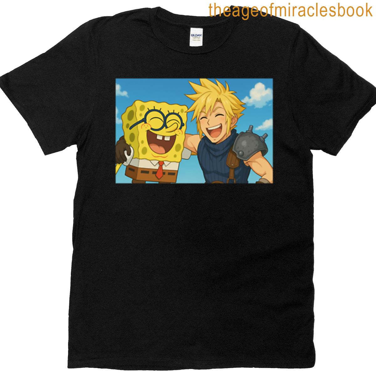 Cloud Strife And Spongebob T-shirt
