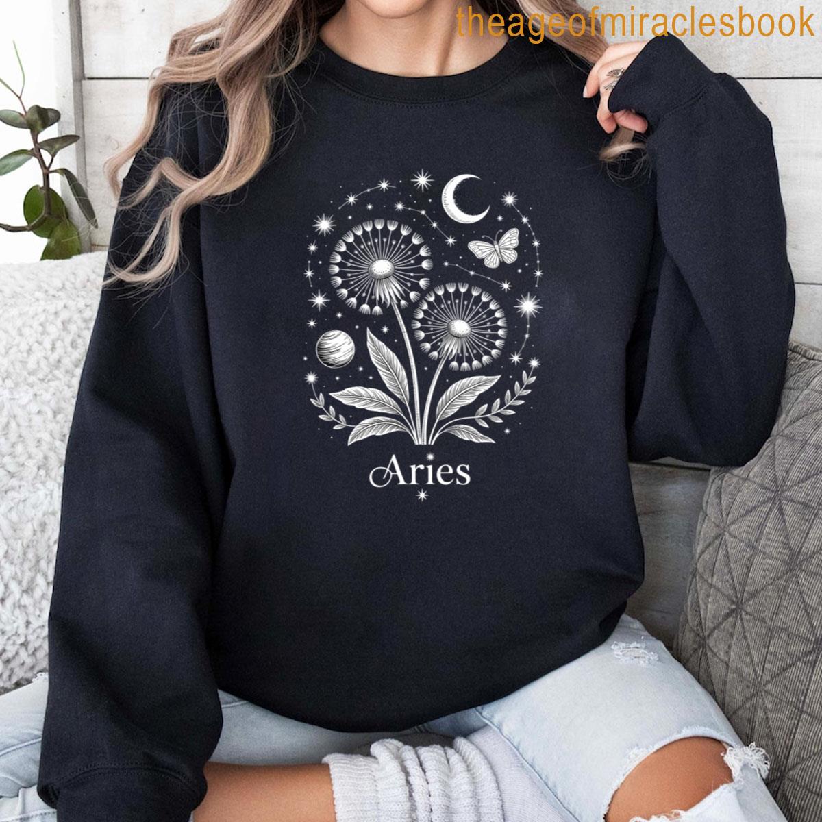 Dandelions Cottagecore Aries Flower T-shirt - Image 4