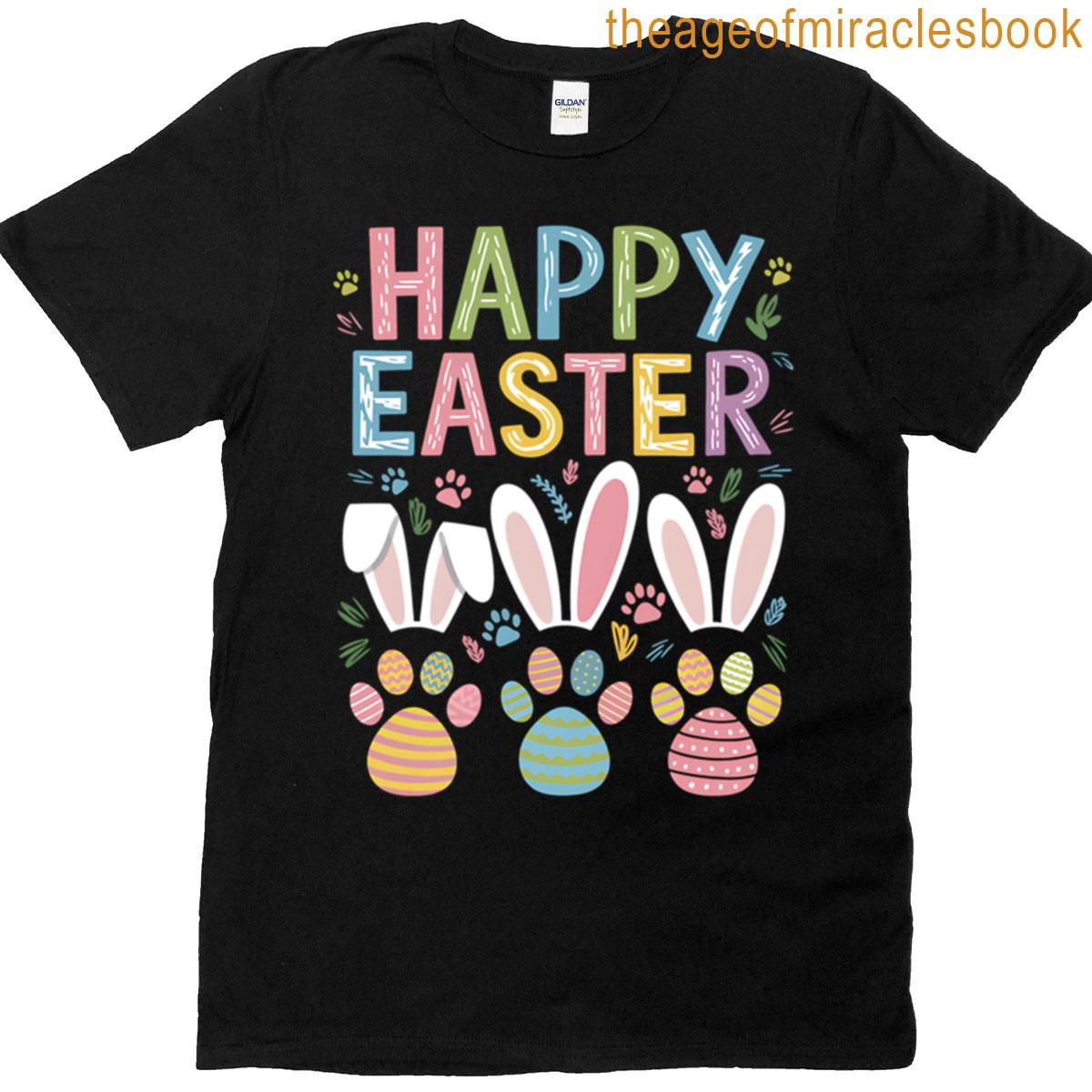 Dog Paw Eggs Happy Easter Day T-shirt