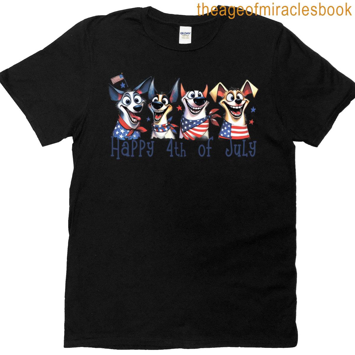 Four Funny Dogsus Flag T-shirt