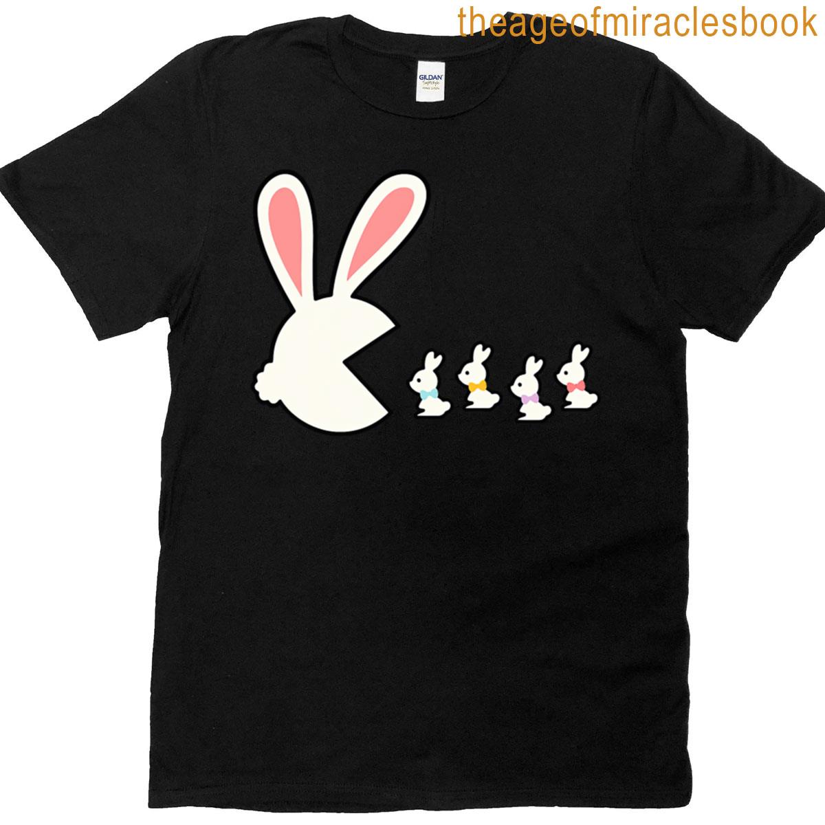 Pacman Bunny Eating Bunnies Funny Easter Design T-shirt
