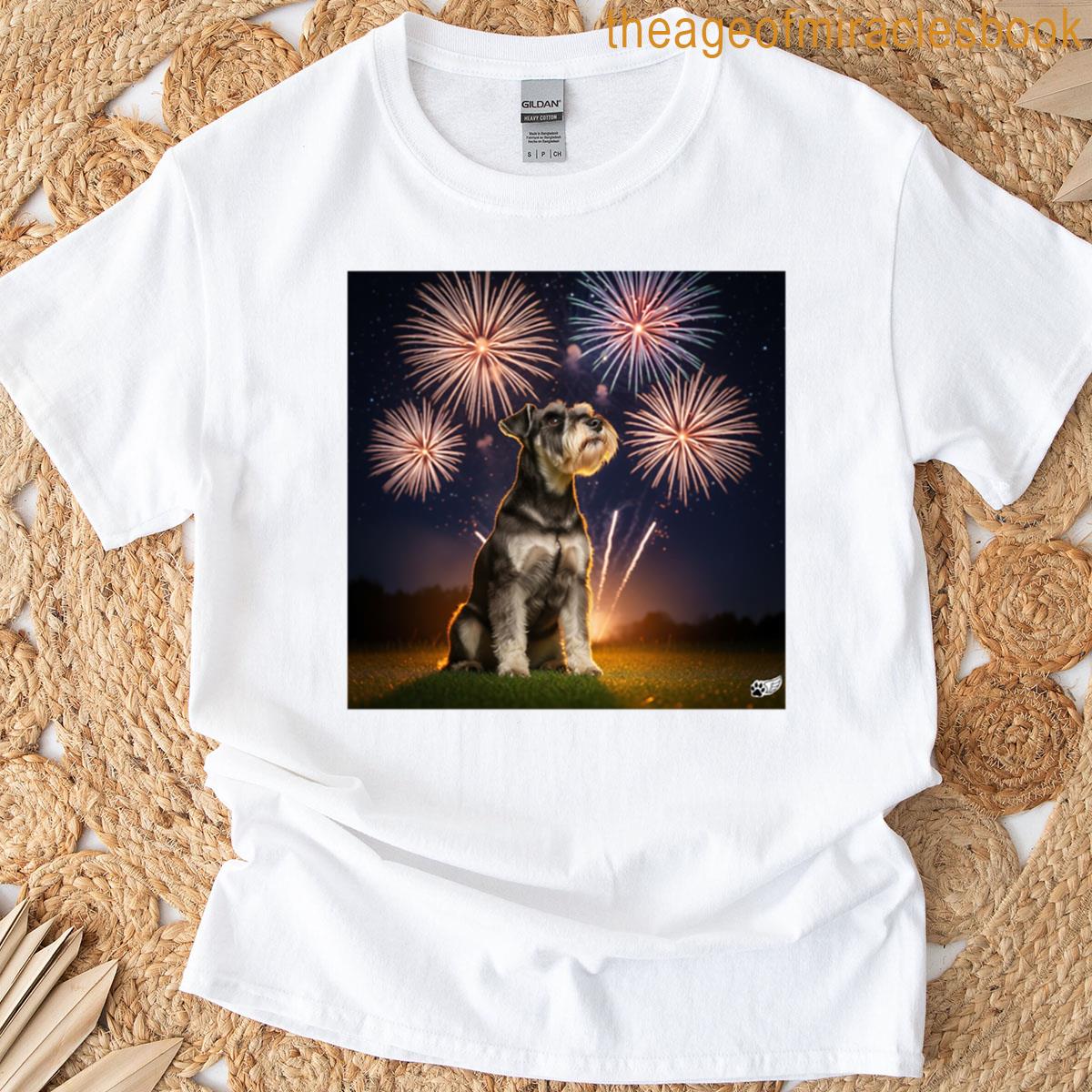 Schnauzer Under The Fireworks T-shirt