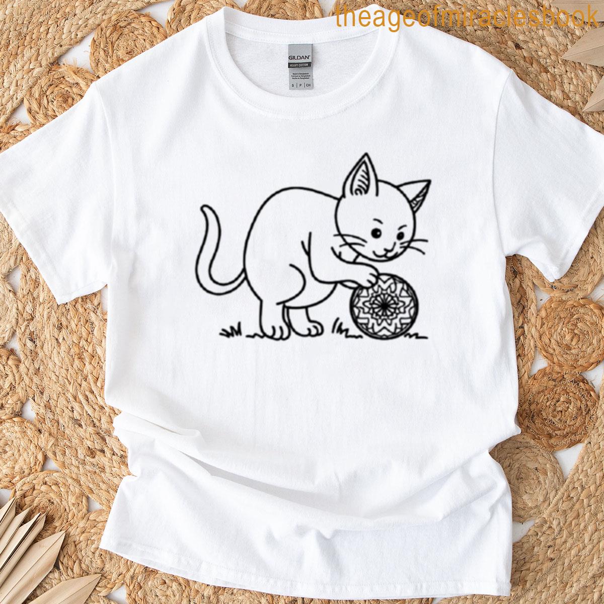 A Cat Playing With A Ball With Intricate Pattern 2 T-shirt