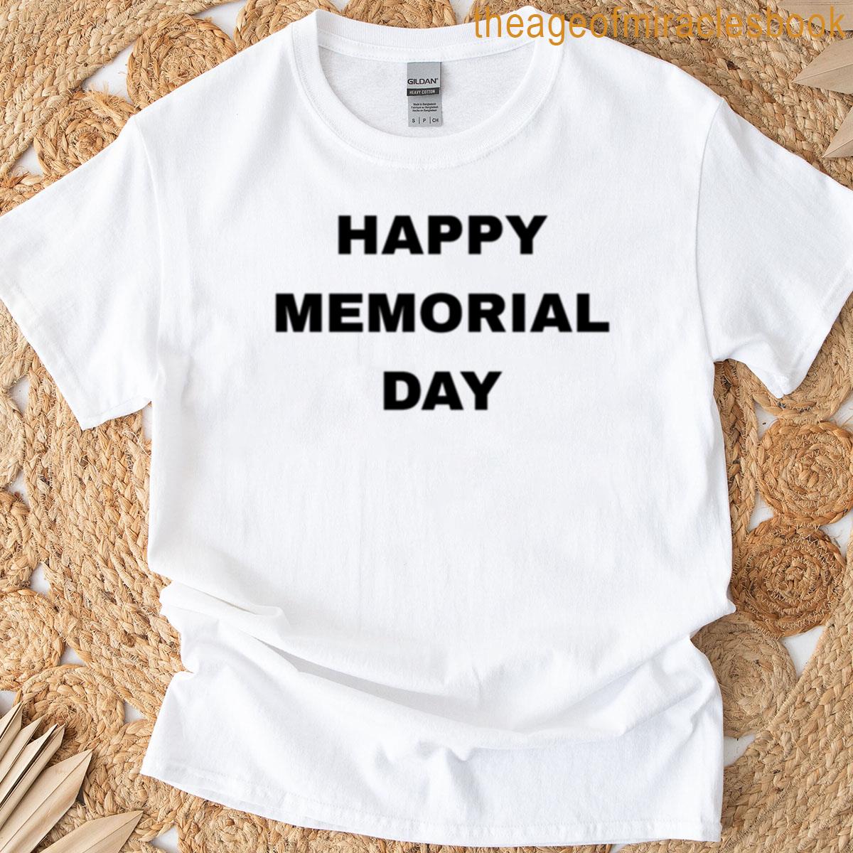 Happy Memorial Day Black Text T-shirt