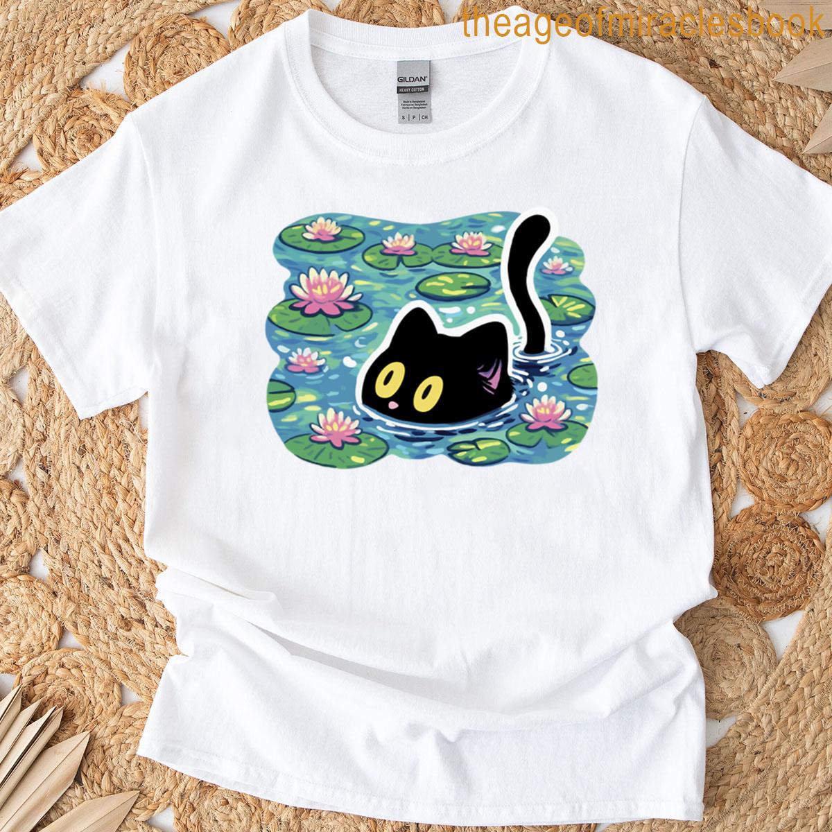 Black Lily Water Cat Oversized T-shirt