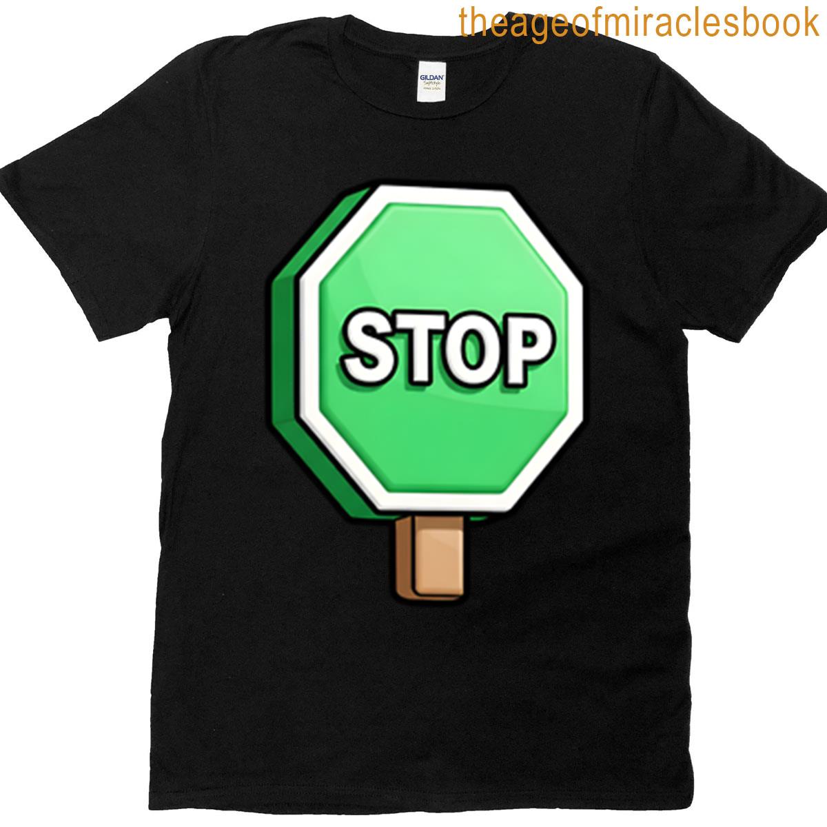 Cartoonish Green Stop Sign T-shirt