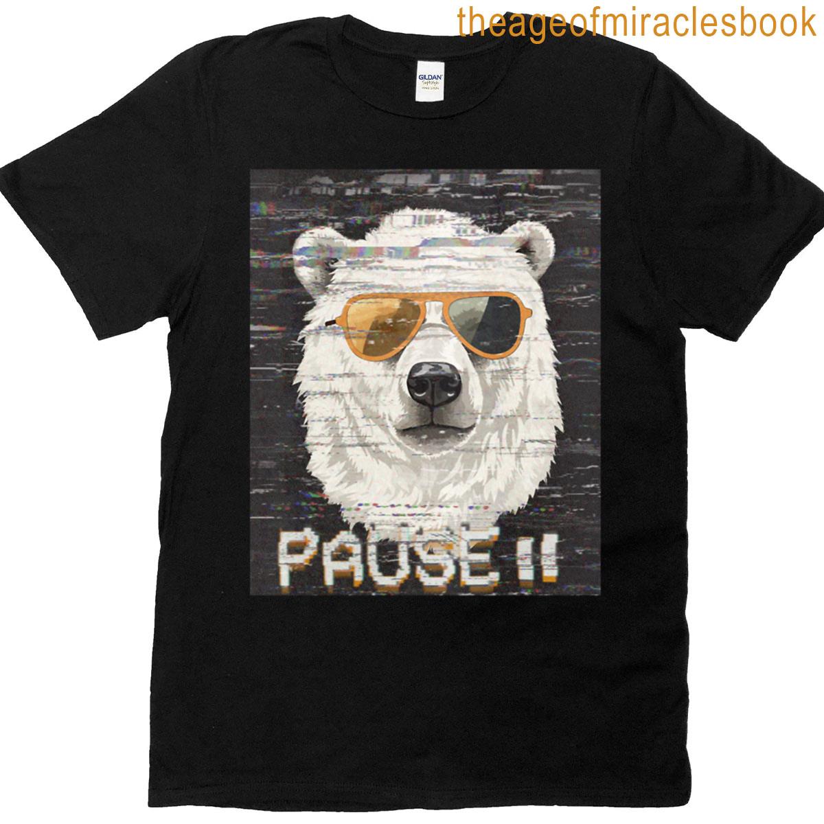 Cool Glitch Bear – Pause Mode Activated T-shirt