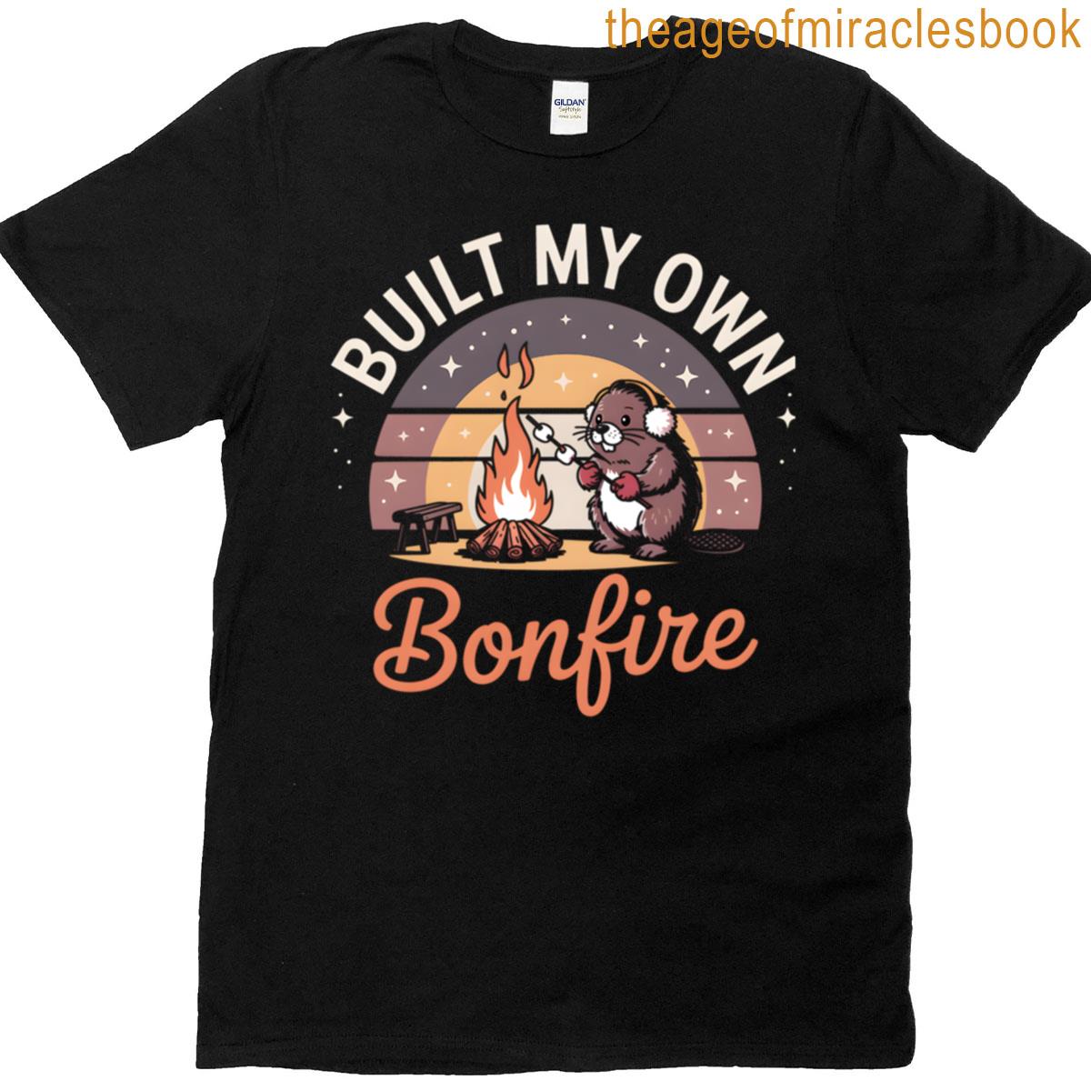 Cute Beaver Bonfire Design T-shirt