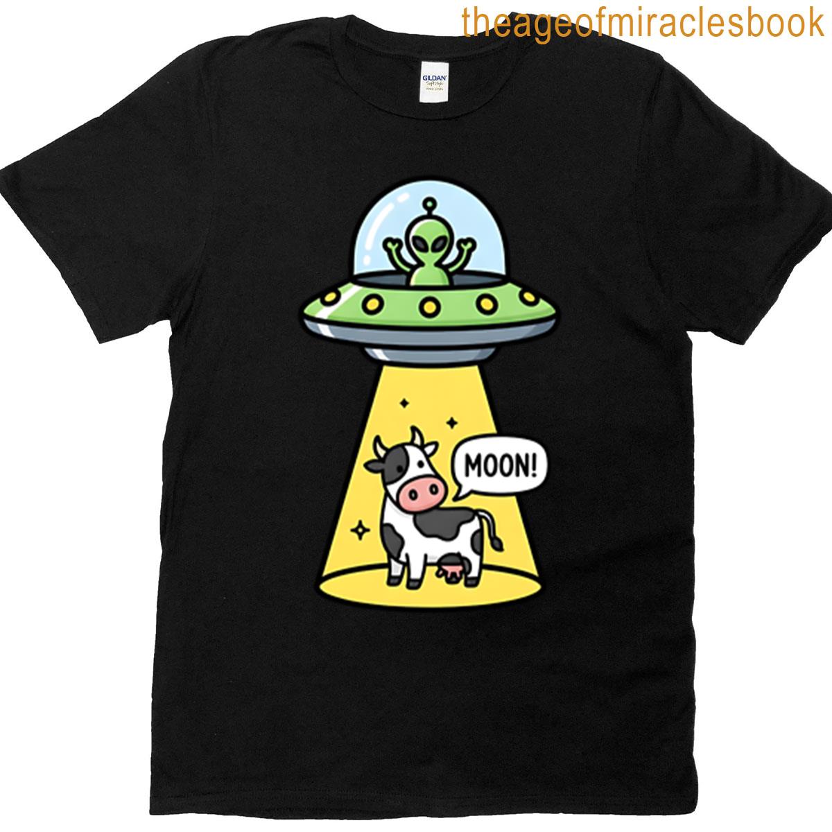 Moon Ufo Abducting Cow T-shirt
