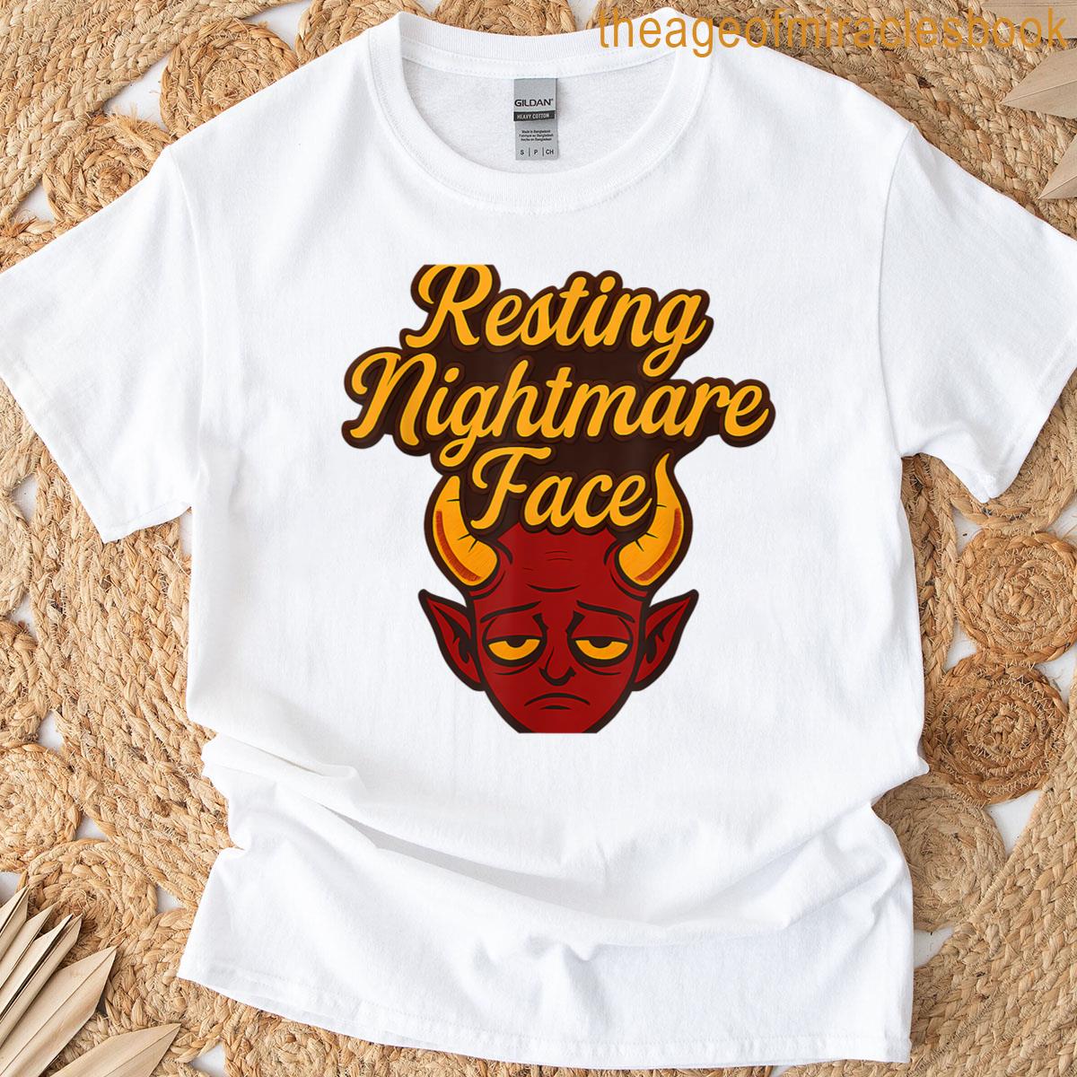 Resting Nightmare Face Gothic Punk Demon Design T-shirt