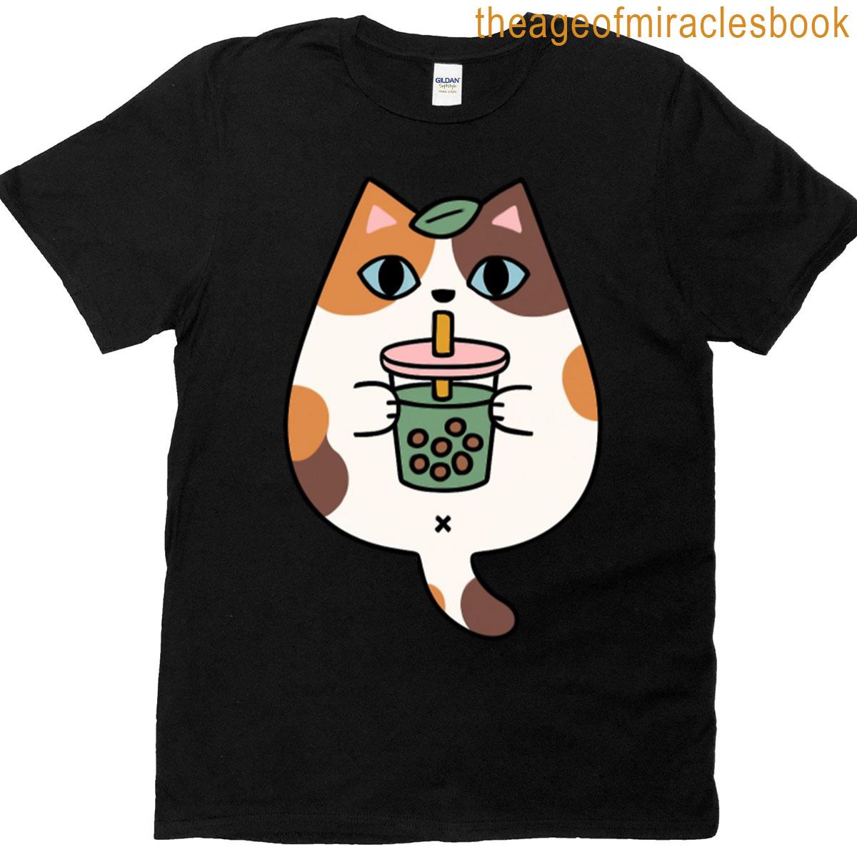 Sticky Tabby Kitten With Bubble Tea T-shirt