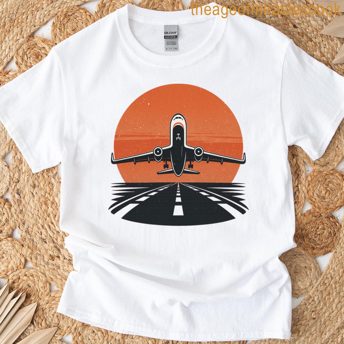Airplane Takeoff Retro Sunset – Aviation Pilot Flight T-shirt