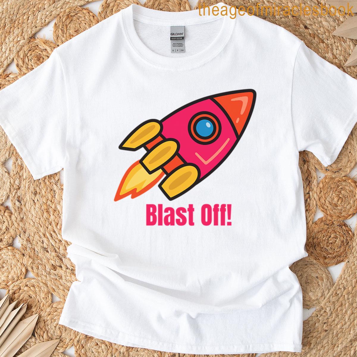 Blast Off Cute Cartoon Rocket Illustration Oversized T-shirt