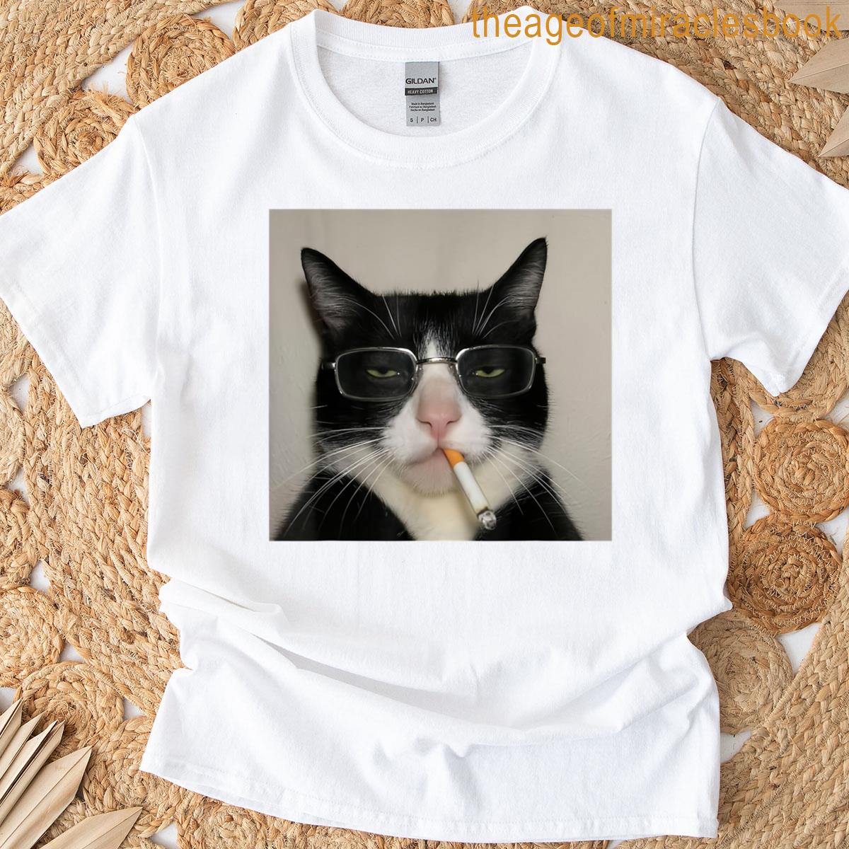 Cat Meme Cat Smoking Cigarette T-shirt