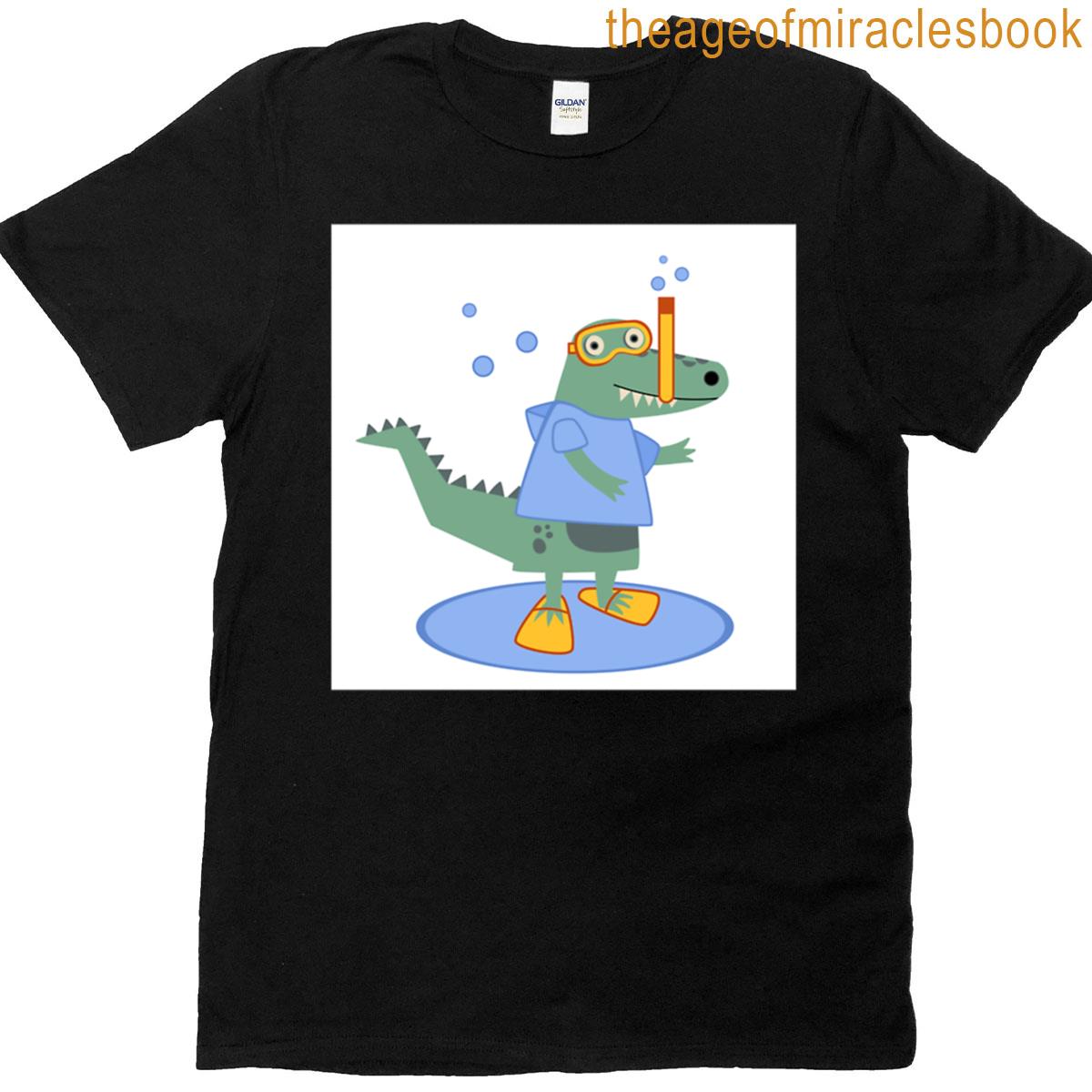 Flat Design Illustration With Crocodile Swimming T-shirt
