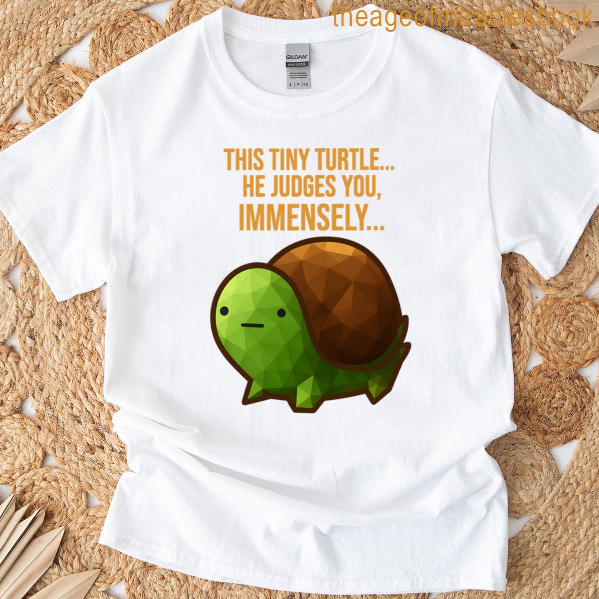 Funny Judgy Turtle Polygon Style Cute Tiny Turtle Meme Design T-shirt