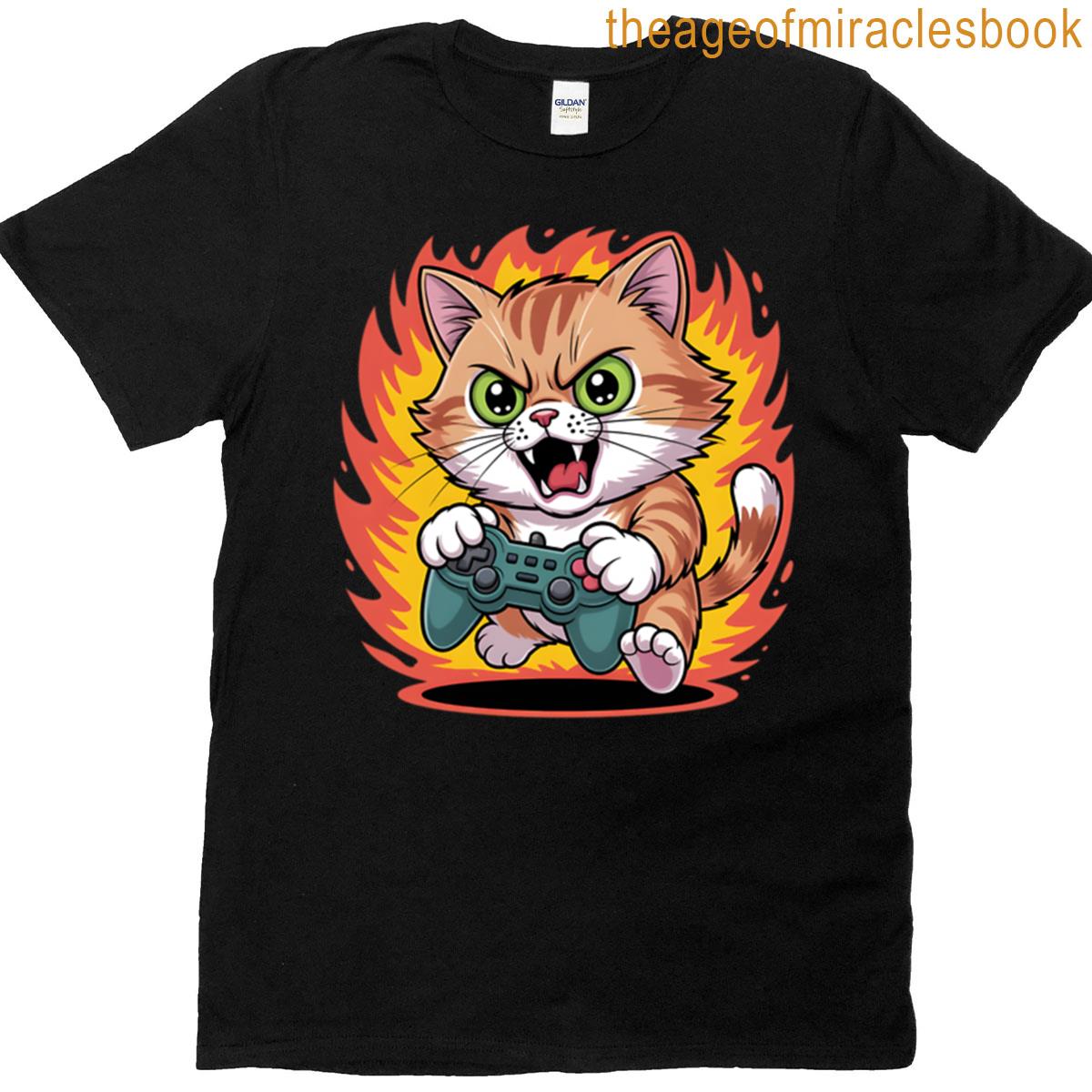 Rage Quit Cat Gamer Sticker T-shirt