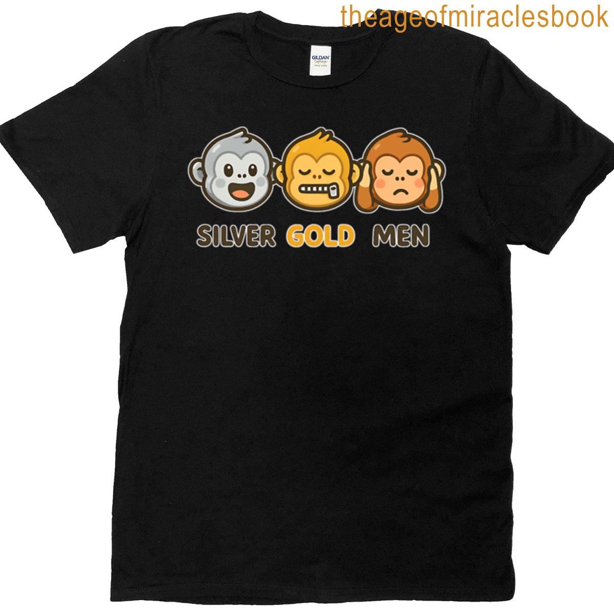 Silver Gold Men Cheeky Monkey Pun Oversized T-shirt