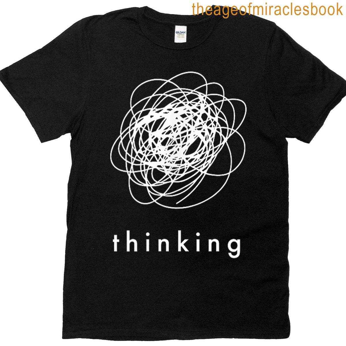 Thinking Scribble Funny Humor Minimalist Line Art Tee T-shirt