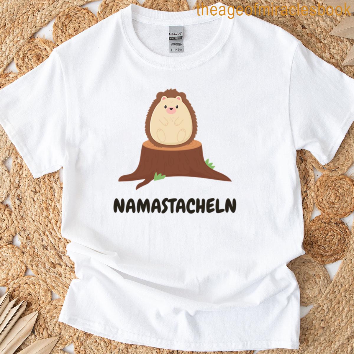 Namastickles Meditating Hedgehog On Tree Stump T-shirt