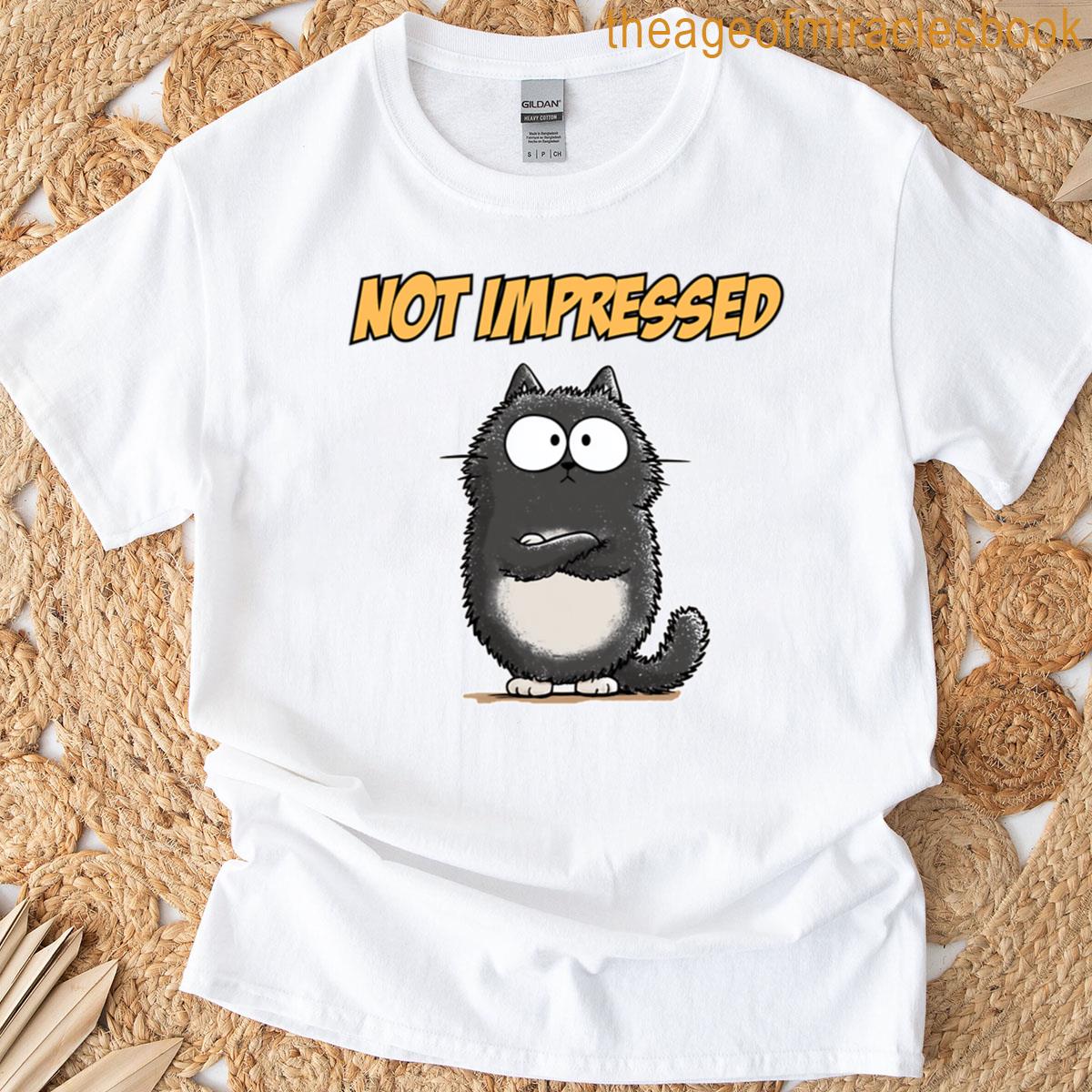 Not Impressed Black Cat Cartoon Oversized T-shirt