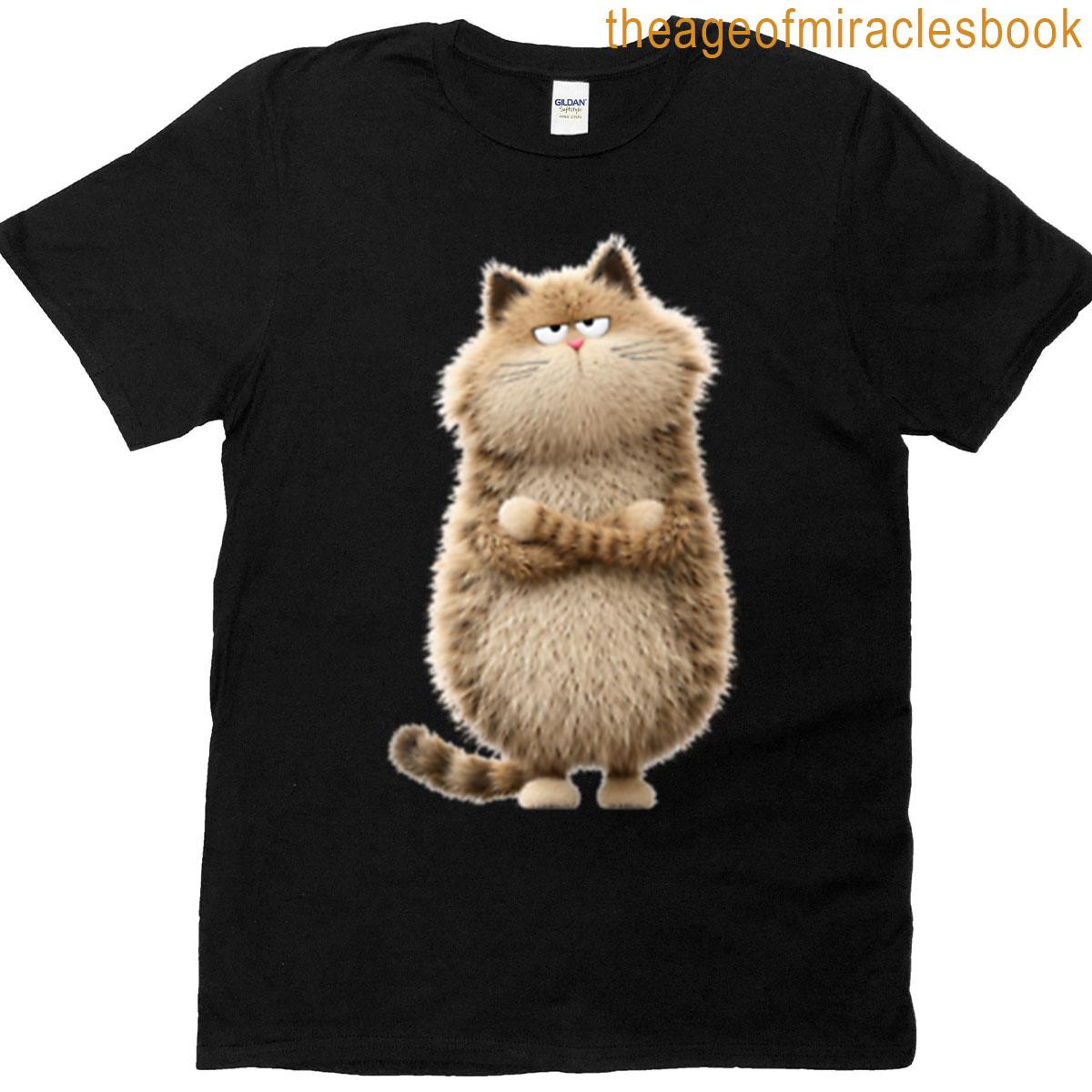 Not Impressed Fluffy Cat Funny Illustration T-shirt