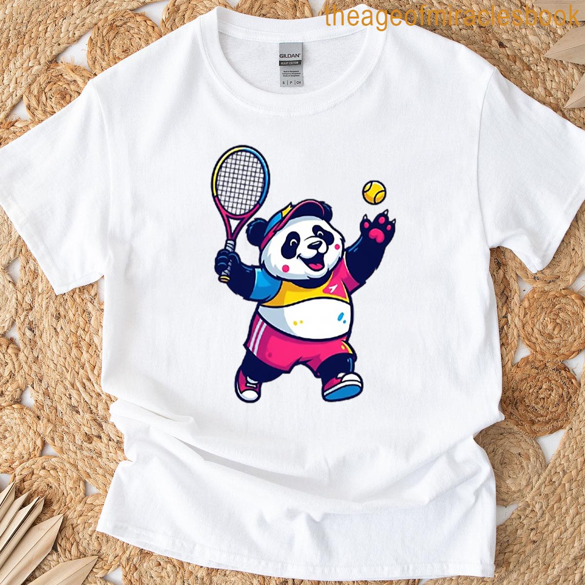 Panda Bear Tennis Player T-shirt
