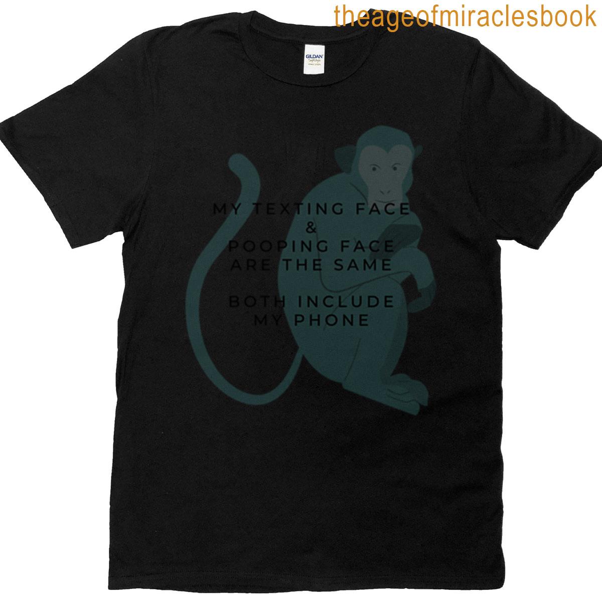 Texting Face Pooping Face Funny Monkey Meme Design T-shirt