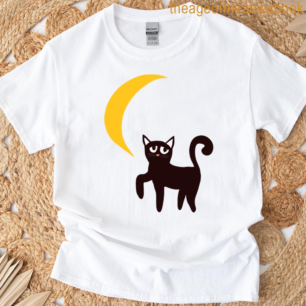 Whimsical Cat And Moon T-shirt