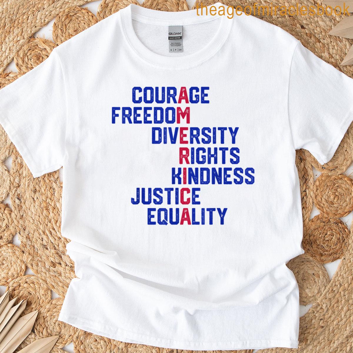 Courage Freedom Diversity Equality Justice Retro T-shirt