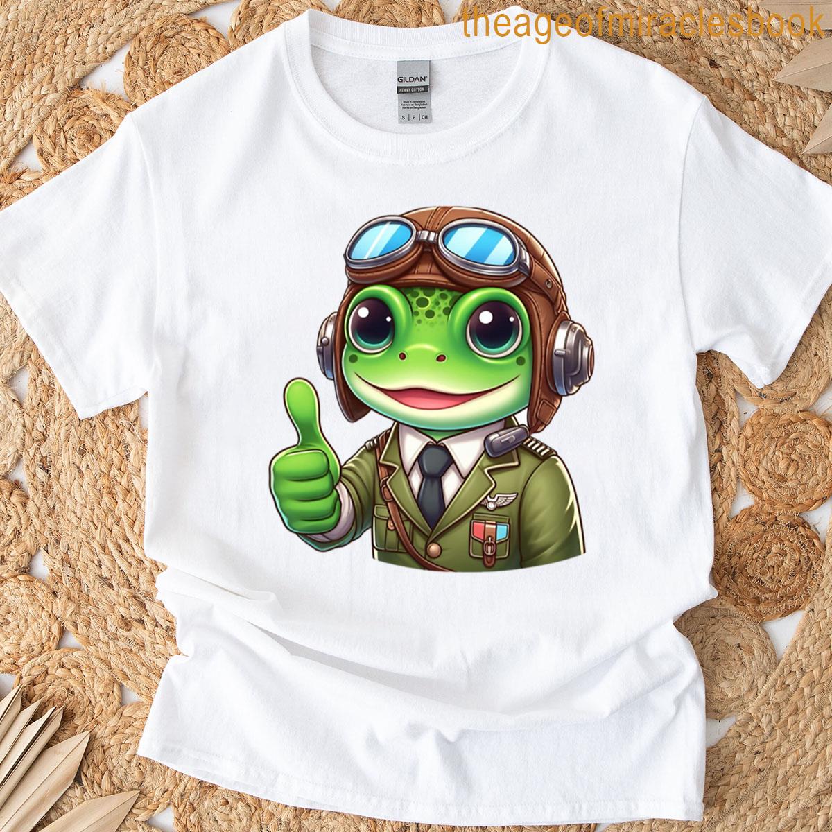 Frog Pilot – Flying Cartoon Animal T-shirt