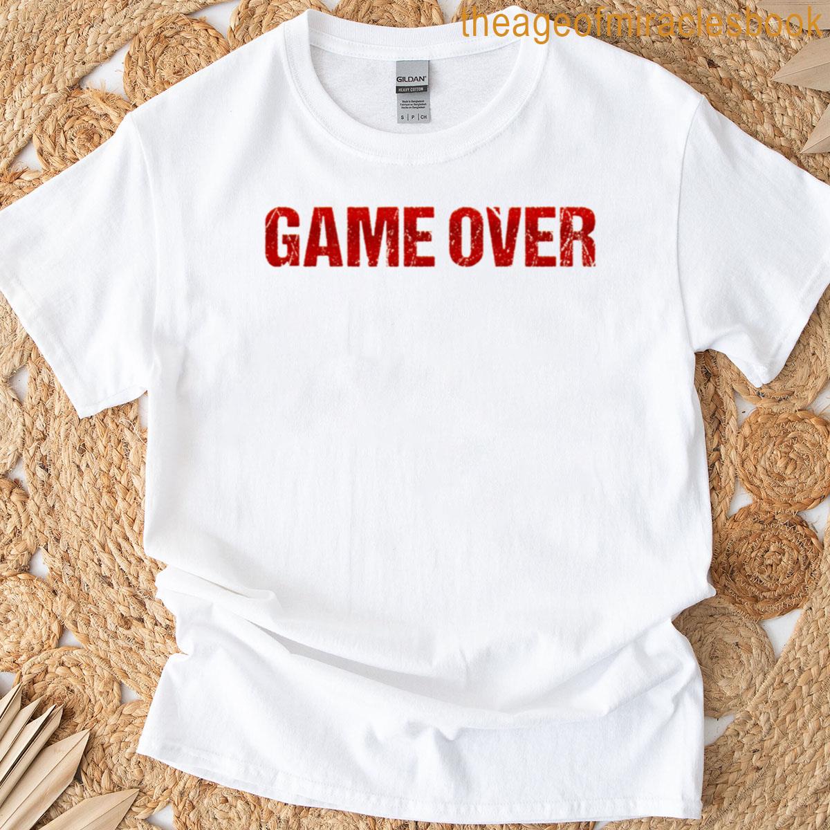 Game Over In Red Grunge Typography T-shirt