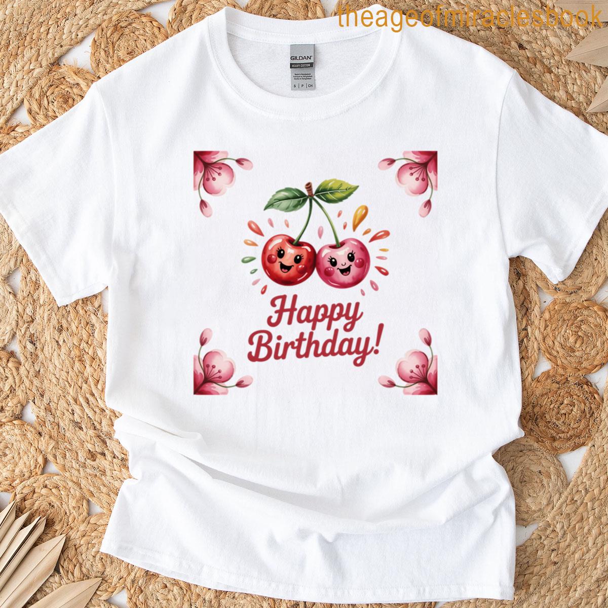 Happy Birthday Cherries Oversized T-shirt
