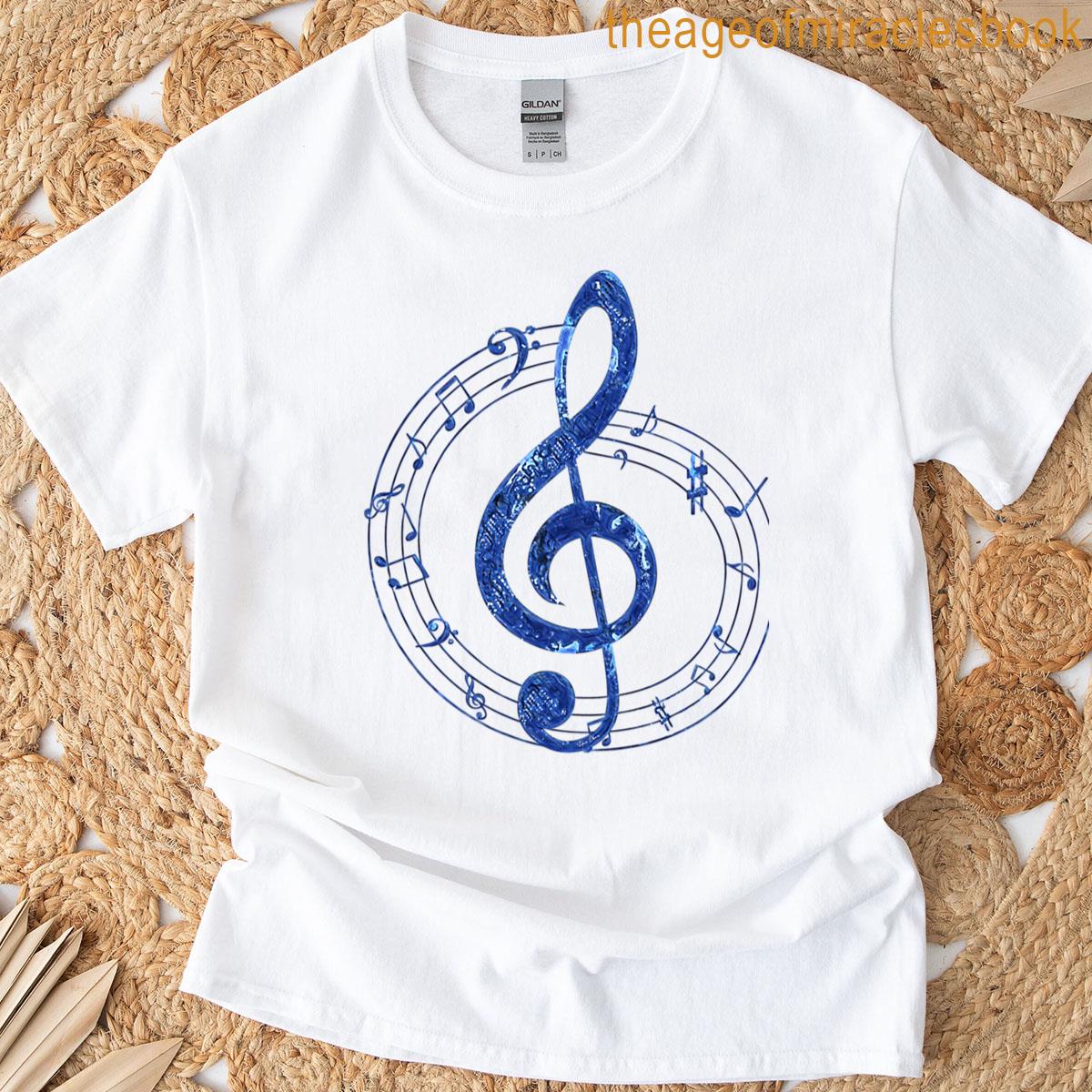 Blue Melody Treble Clef Art T-shirt