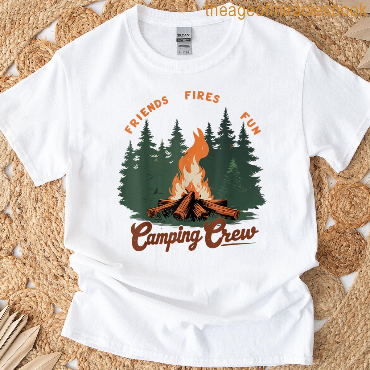Camping Crew Friends Fires Fun Retro Campfire T-shirt