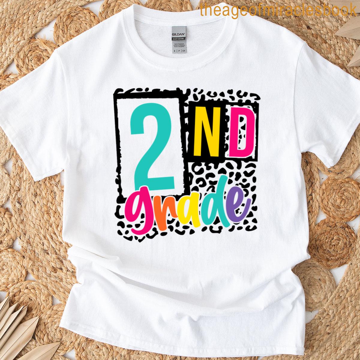 Cute 2nd Grade Teacher Second Grade Leopard Back School T-shirt