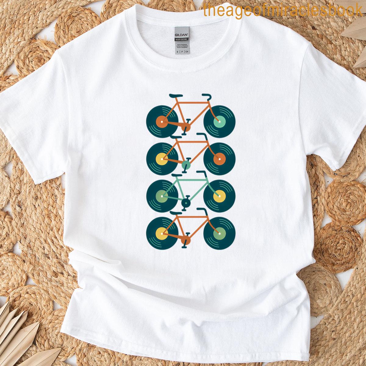 Retro Bicycle Vinyl Record Art T-shirt