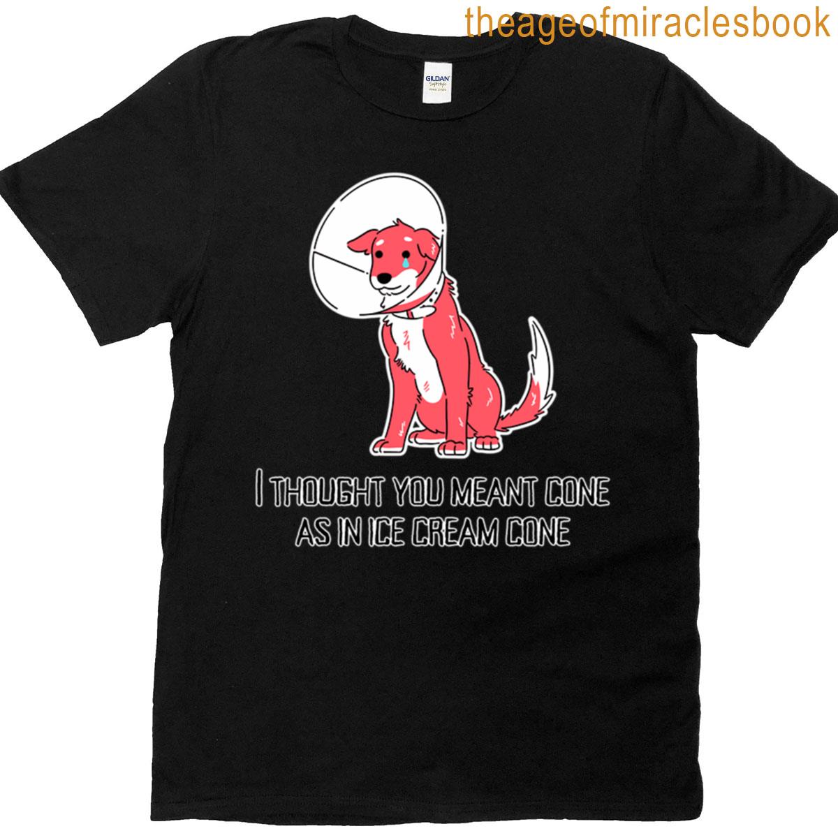 Sad Dog In A Cone Design T-shirt